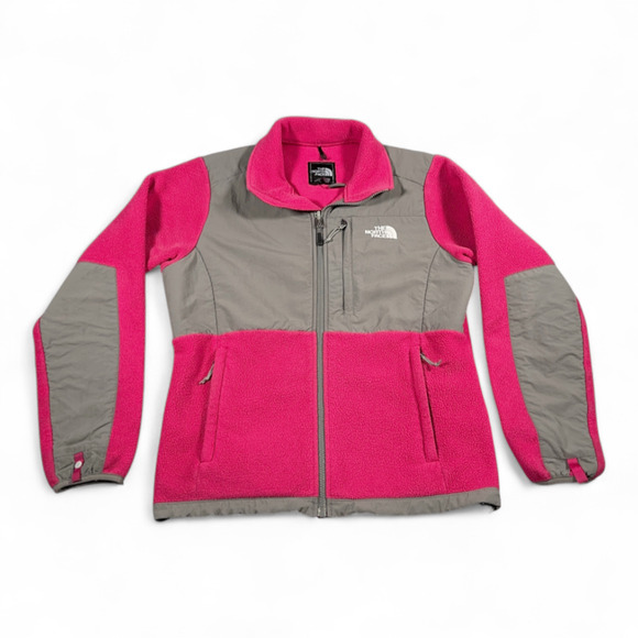 North Face Jacket Womens MEDIUM Pink Gray Denali Fleece Polartec Zip Dual Color - Picture 1 of 12